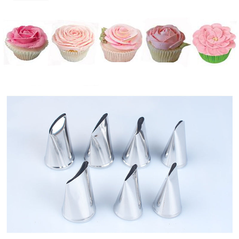 7Pcs/Set Stainless Steel Rose Nozzles DIY Cake Cream Decorating Tips Set Baking Bakeware Cupcake Pastry Tools