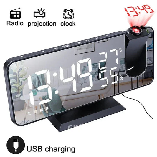 FM Radio Projection Clock - Black