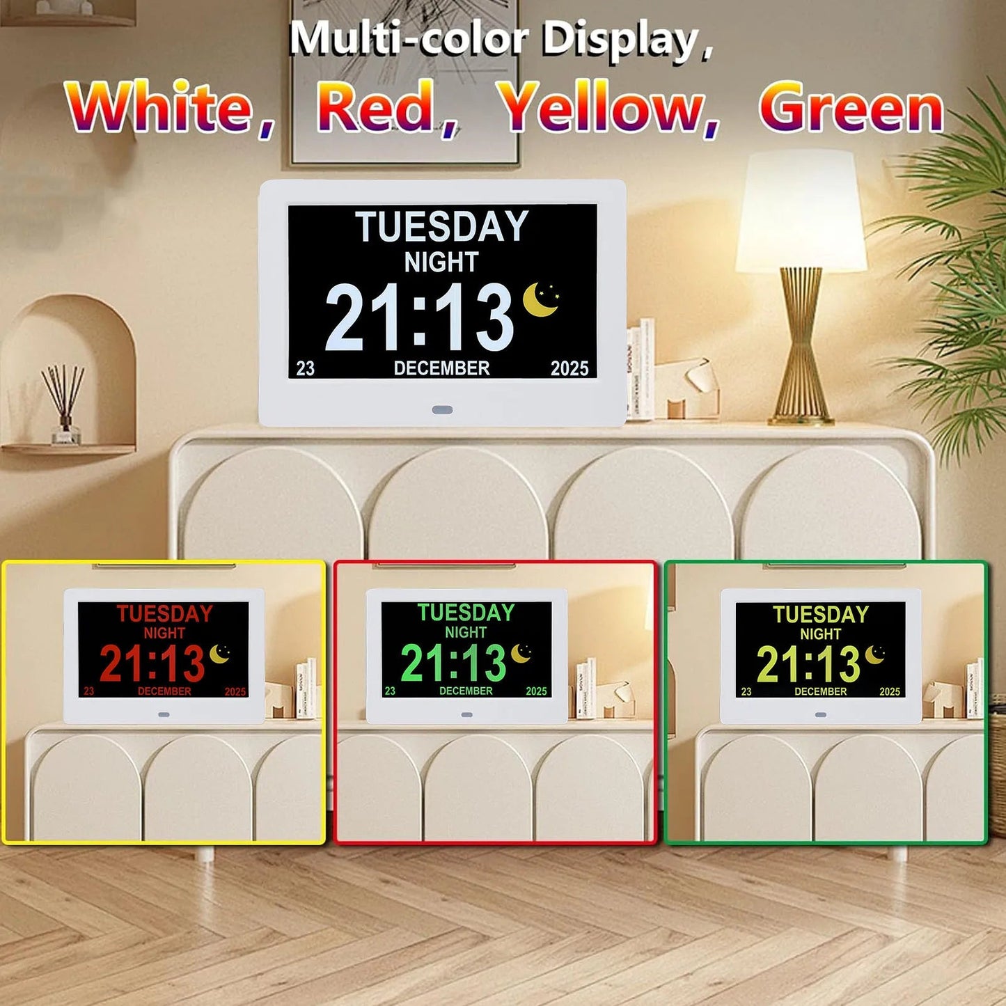 Large Digital Calendar Day Clock