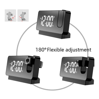 Rotatable Bedside Projection Clock - Black
