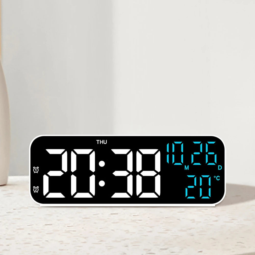 Wide Dual Alarm LED Desk Clock