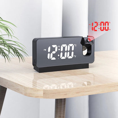 Rotatable Bedside Projection Clock - Black