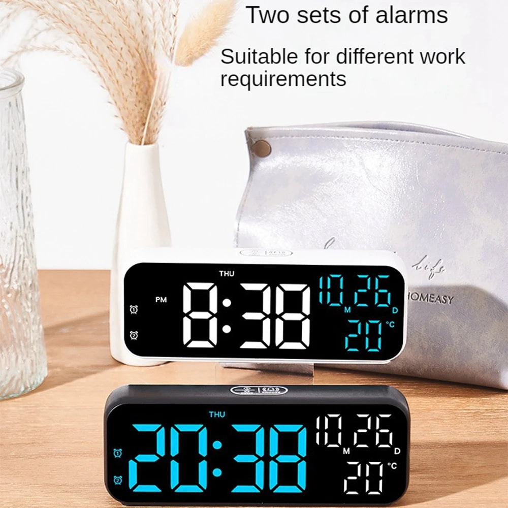 Wide Dual Alarm LED Desk Clock