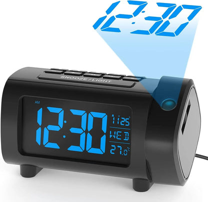 Compact Blue Projection Clock