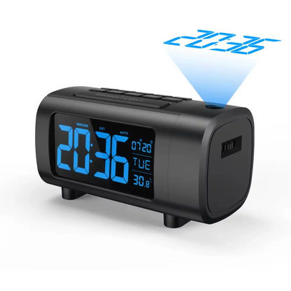 Compact Blue Projection Clock