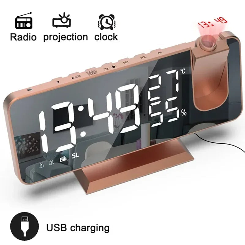 FM Radio Projection Clock - Black