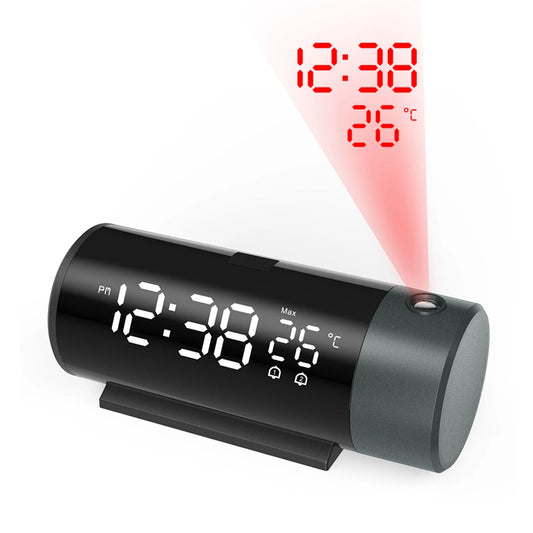 Curved Digital Projection Clock - Minimal Black