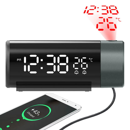 Curved Digital Projection Clock - Classic Black