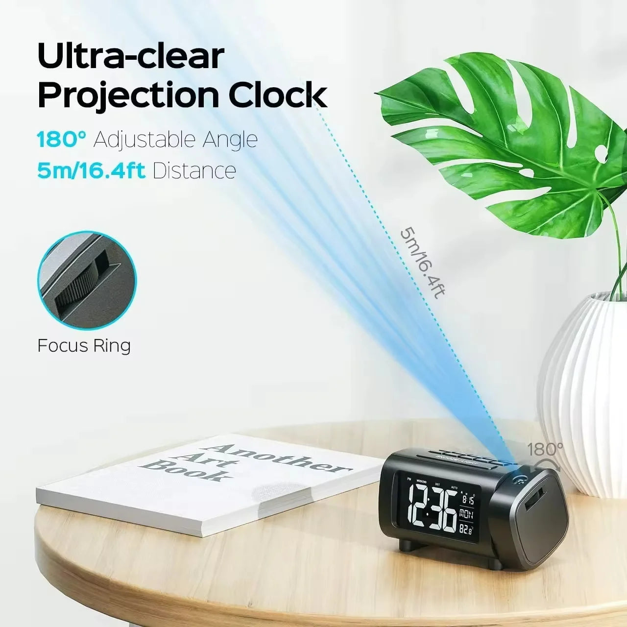 Compact Blue Projection Clock