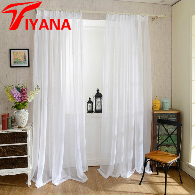 Europe Solid White Yarn Curtain Window Tulle Curtains For Living Room Kitchen Modern Window Treatments Voile Curtain P184Z40
