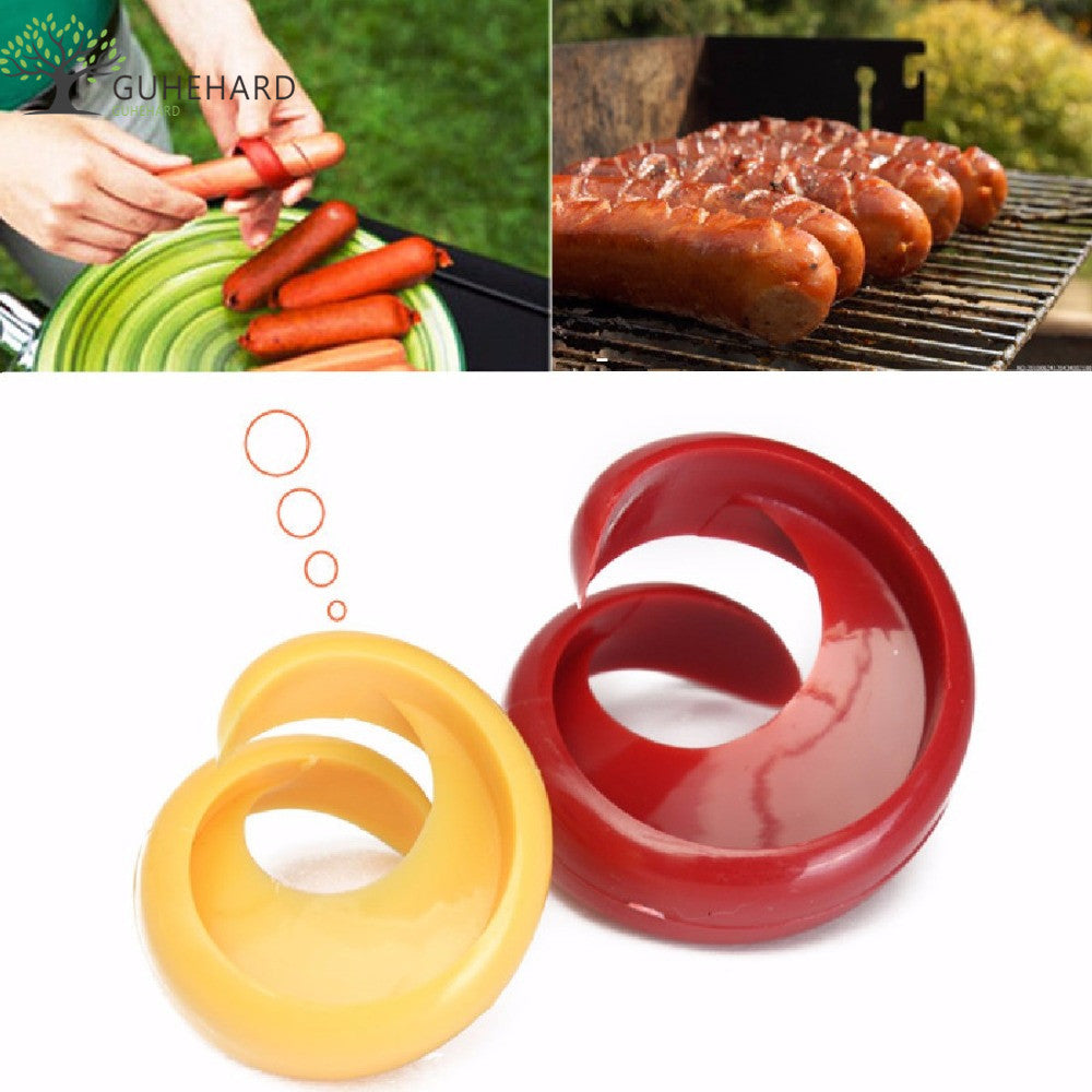 2PCs Manual Fancy Sausage Cutter Spiral Barbecue Hot Dogs Cutter Slicer kitchen Cutting Auxiliary Gadget Fruit Vegetable Tools