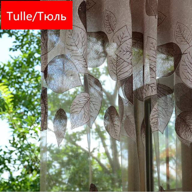 Luxury Modern Leaves Designer Curtain Tulle Window Sheer Curtain For Living Room Bedroom Kitchen Window Screening Panel P347Z30