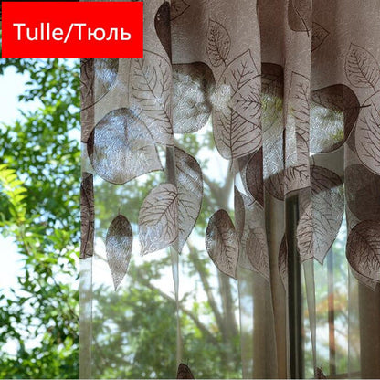 Luxury Modern Leaves Designer Curtain Tulle Window Sheer Curtain For Living Room Bedroom Kitchen Window Screening Panel P347Z30