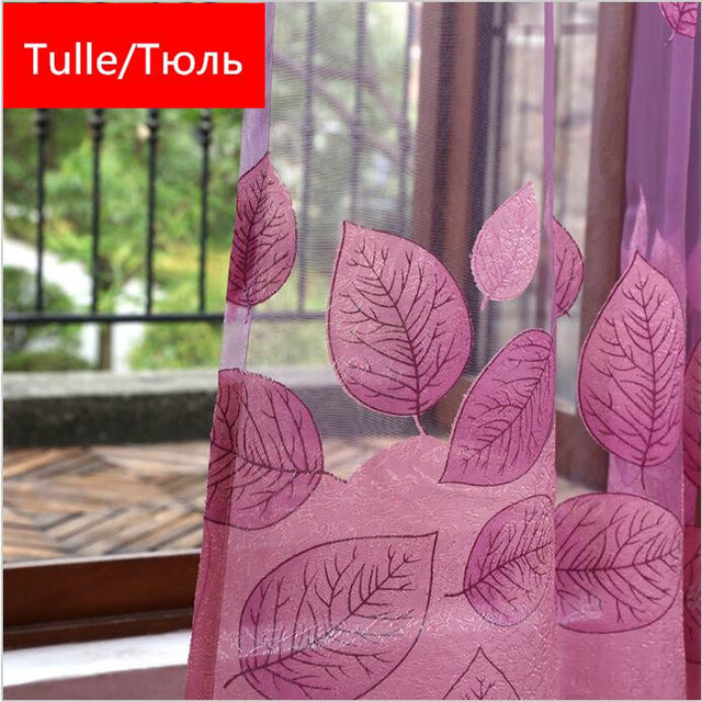 Luxury Modern Leaves Designer Curtain Tulle Window Sheer Curtain For Living Room Bedroom Kitchen Window Screening Panel P347Z30