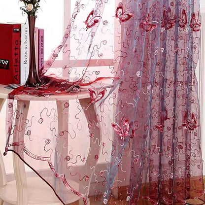 French Romantic Shining Butterfly Embroidered Voile Curtains Panel Window Home Textile Bedroom Curtains Tulle Cortinas T&344 #20