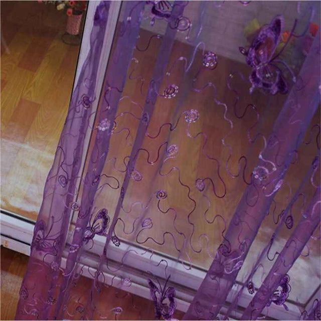 French Romantic Shining Butterfly Embroidered Voile Curtains Panel Window Home Textile Bedroom Curtains Tulle Cortinas T&344 #20