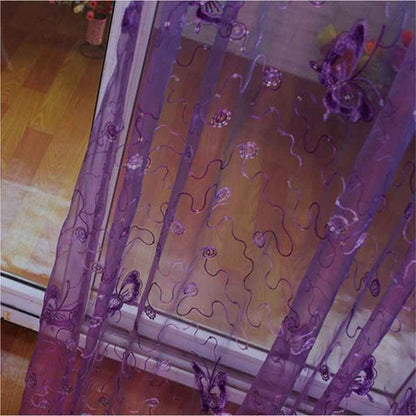 French Romantic Shining Butterfly Embroidered Voile Curtains Panel Window Home Textile Bedroom Curtains Tulle Cortinas T&344 #20