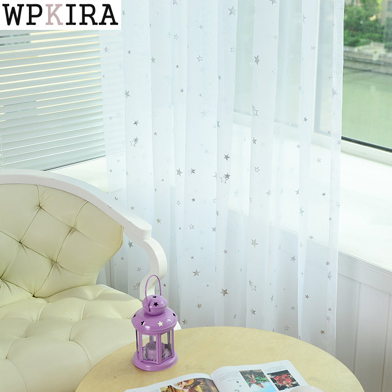 White Star Tulle Curtains Modern Curtains for Living Room Transparent Tulle Curtains Window Drapes Sheer for the Bedroom 234&15