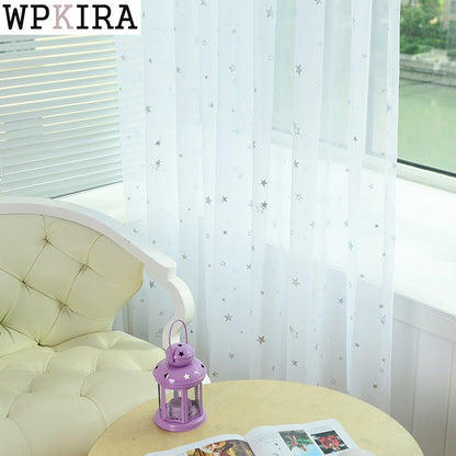 White Star Tulle Curtains Modern Curtains for Living Room Transparent Tulle Curtains Window Drapes Sheer for the Bedroom 234&15
