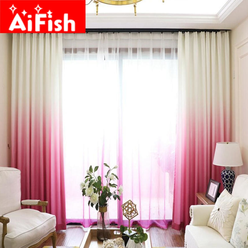 New Arrival Rose Red Gradient Thermal Insulation Cloth Curtains For Living Room Modern Tulle For Bedroom Windows Panels M185-30