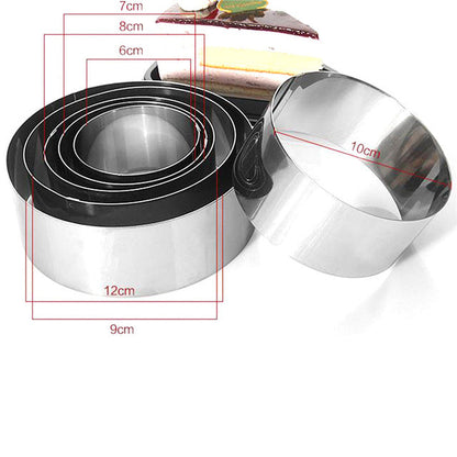 cooking Silver Mousse Cake Rings Stainless Steel 6pcs/set Round Small Cake Mold 6-12cm DIY Biscuit Bakeware Kitchen Baking Tools