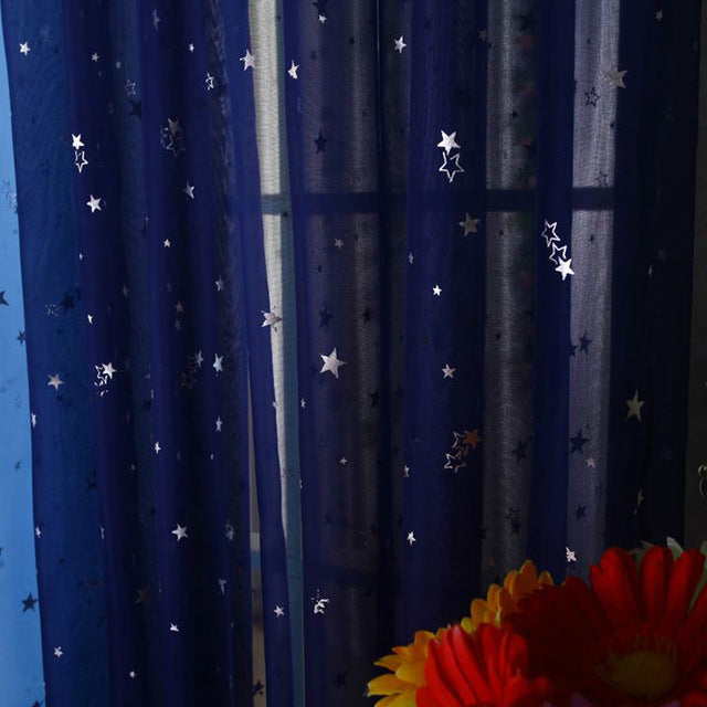 White Star Tulle Curtains Modern Curtains for Living Room Transparent Tulle Curtains Window Drapes Sheer for the Bedroom 234&15