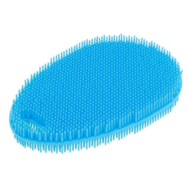 Fruit Vegetable Food Grade Silicone Dishwashing Sponge Brush Antibacterial Kitchen Cleaning Pad Clean Vegetable/Pan Brush Tool