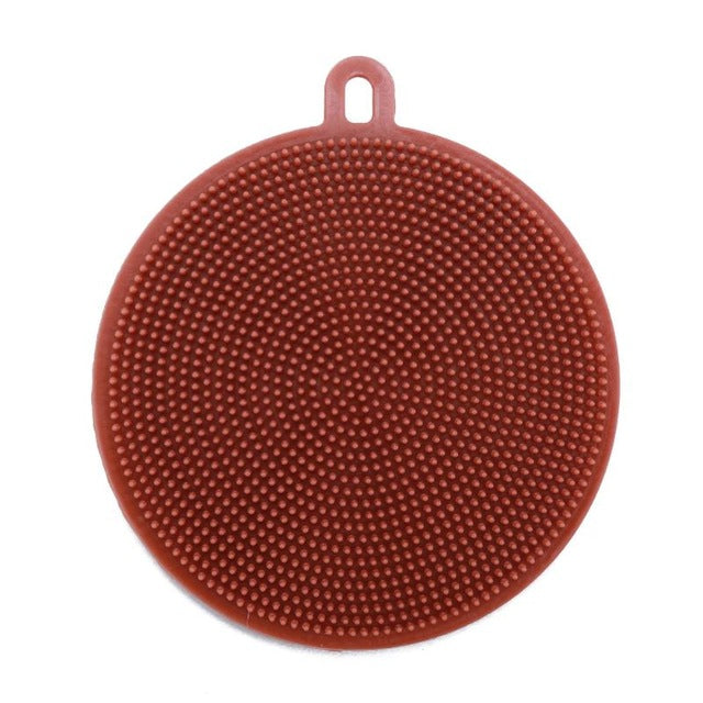 Fruit Vegetable Food Grade Silicone Dishwashing Sponge Brush Antibacterial Kitchen Cleaning Pad Clean Vegetable/Pan Brush Tool
