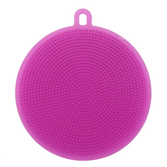 Fruit Vegetable Food Grade Silicone Dishwashing Sponge Brush Antibacterial Kitchen Cleaning Pad Clean Vegetable/Pan Brush Tool