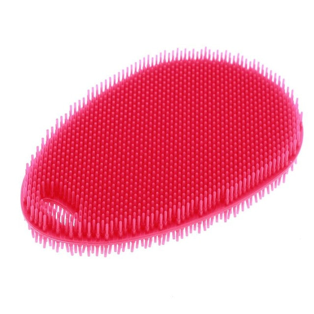Fruit Vegetable Food Grade Silicone Dishwashing Sponge Brush Antibacterial Kitchen Cleaning Pad Clean Vegetable/Pan Brush Tool