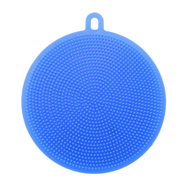 Fruit Vegetable Food Grade Silicone Dishwashing Sponge Brush Antibacterial Kitchen Cleaning Pad Clean Vegetable/Pan Brush Tool