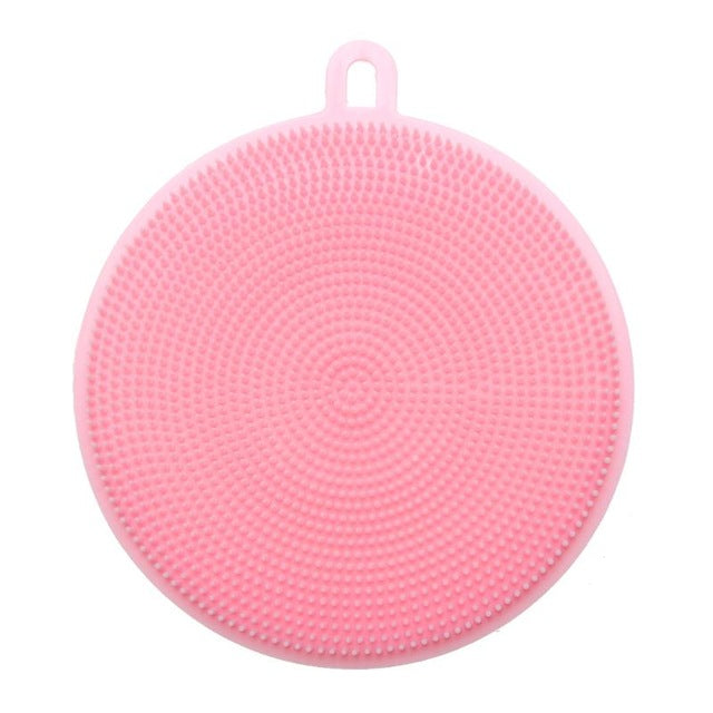 Fruit Vegetable Food Grade Silicone Dishwashing Sponge Brush Antibacterial Kitchen Cleaning Pad Clean Vegetable/Pan Brush Tool