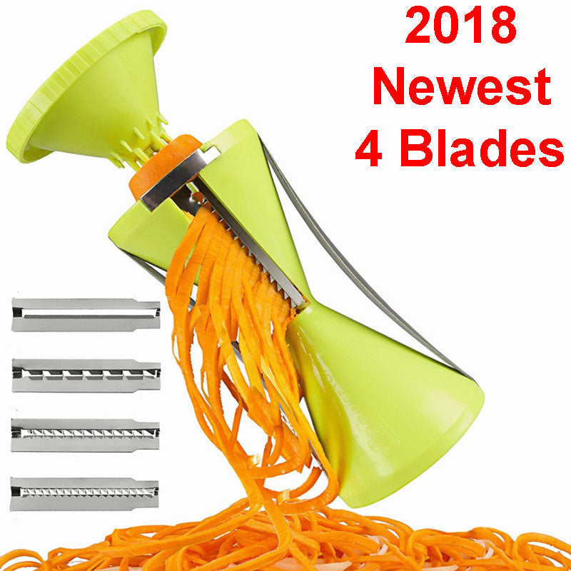 4 Blade Replaceable Vegetable Spiral Slicer Cutter Vegetable Spiralizer Grater Carrot Cucumber Courgette Zucchini Spaghetti