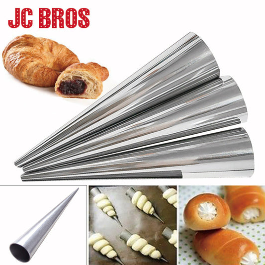 6Pcs/set Stainless Steel Spiral Croissants Molds Conical Tube Cone Roll Moulds Cream Horn Baking Pastry Tool