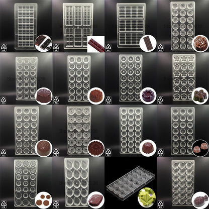 3D Plastic Polycarbonate Chocolate Moulds Shaped for Candy Soap Lollipops Making Baking Pastry Tools Form Bakeware Set Tray Mold