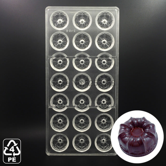 3D Plastic Polycarbonate Chocolate Moulds Shaped for Candy Soap Lollipops Making Baking Pastry Tools Form Bakeware Set Tray Mold