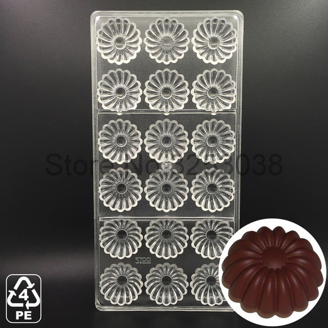 3D Plastic Polycarbonate Chocolate Moulds Shaped for Candy Soap Lollipops Making Baking Pastry Tools Form Bakeware Set Tray Mold