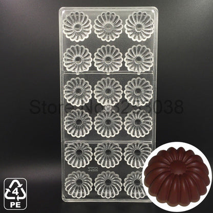 3D Plastic Polycarbonate Chocolate Moulds Shaped for Candy Soap Lollipops Making Baking Pastry Tools Form Bakeware Set Tray Mold