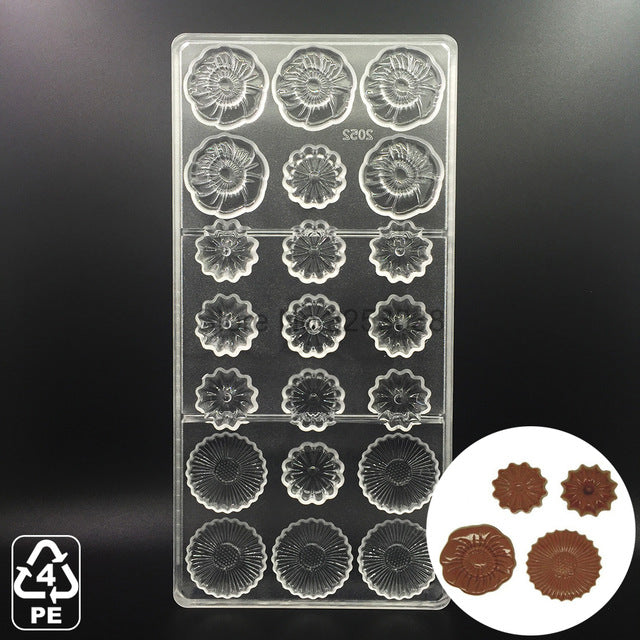 3D Plastic Polycarbonate Chocolate Moulds Shaped for Candy Soap Lollipops Making Baking Pastry Tools Form Bakeware Set Tray Mold