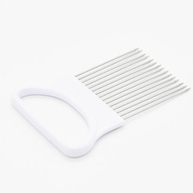 Kitchen Gadgets Handy Stainless Steel Onion Cutter Holder Potato Tomato Slicer Vegetable Fruit Cutter Safety Cooking Tools