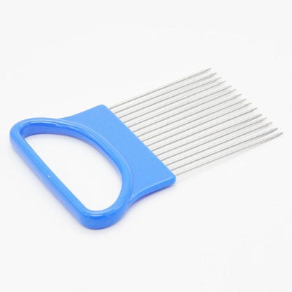 Kitchen Gadgets Handy Stainless Steel Onion Cutter Holder Potato Tomato Slicer Vegetable Fruit Cutter Safety Cooking Tools