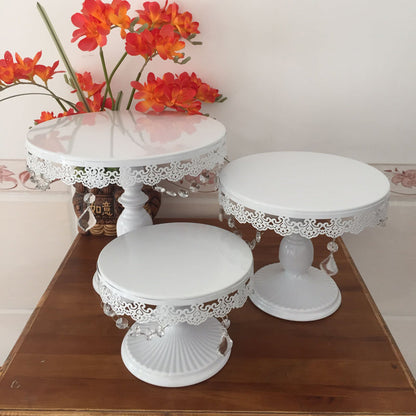 white cake stand metal iron crystal pendant cupcake stand wedding party decoration supplier baking cake accessory  tools