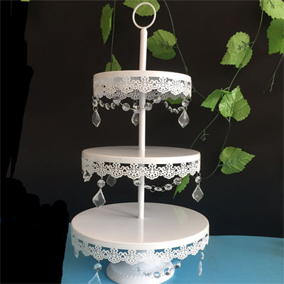 white cake stand metal iron crystal pendant cupcake stand wedding party decoration supplier baking cake accessory  tools
