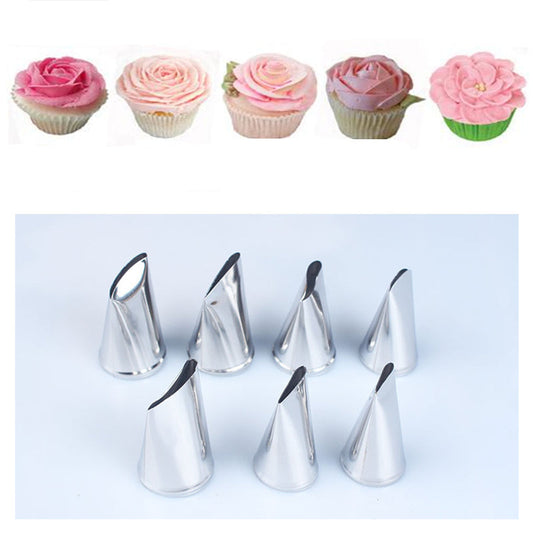 7Pcs/Set Stainless Steel Rose Nozzles DIY Cake Cream Decorating Tips Set Baking Bakeware Cupcake Pastry Tools